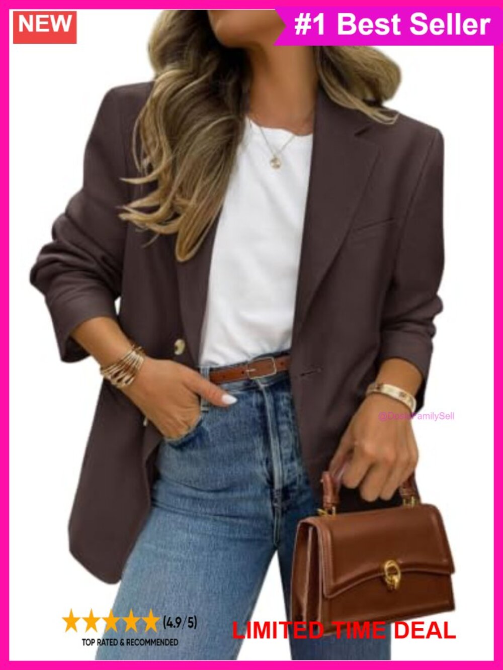 Women's Notch Lapel Open Front Blazer Long Sleeve Business Casual Suit Jacket